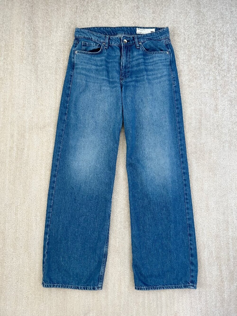 rag & bone Lori Low Rise Wide Leg Full Length Jeans 28 Blue Denim
